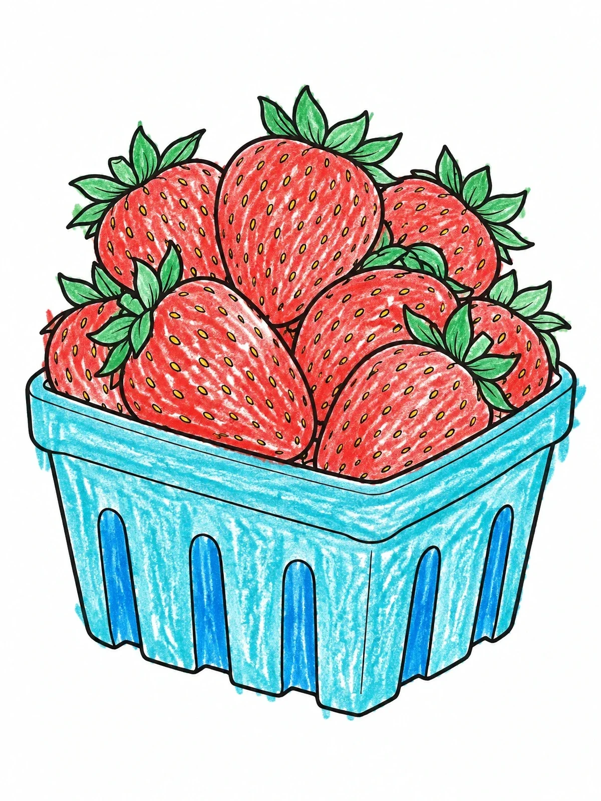 Colored example of the Fresh Strawberries In A Pulp Basket coloring page