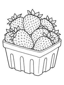 Free printable Fresh Strawberries In A Pulp Basket coloring page