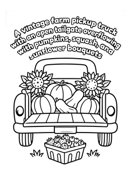 Free printable Harvest Pickup Truck And Berry Basket coloring page