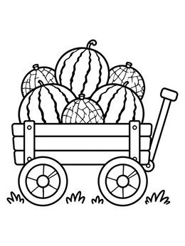 Free printable Wagon Loaded With Fresh Melons coloring page