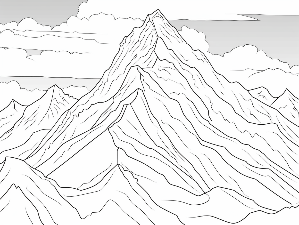 illustration of Fascinating mountain coloring sheet