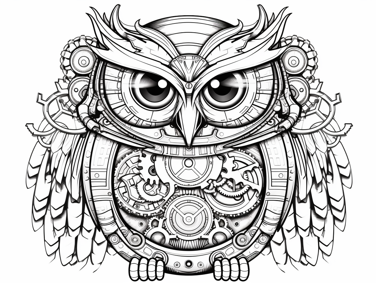 illustration of Fascinating owl in steampunk style