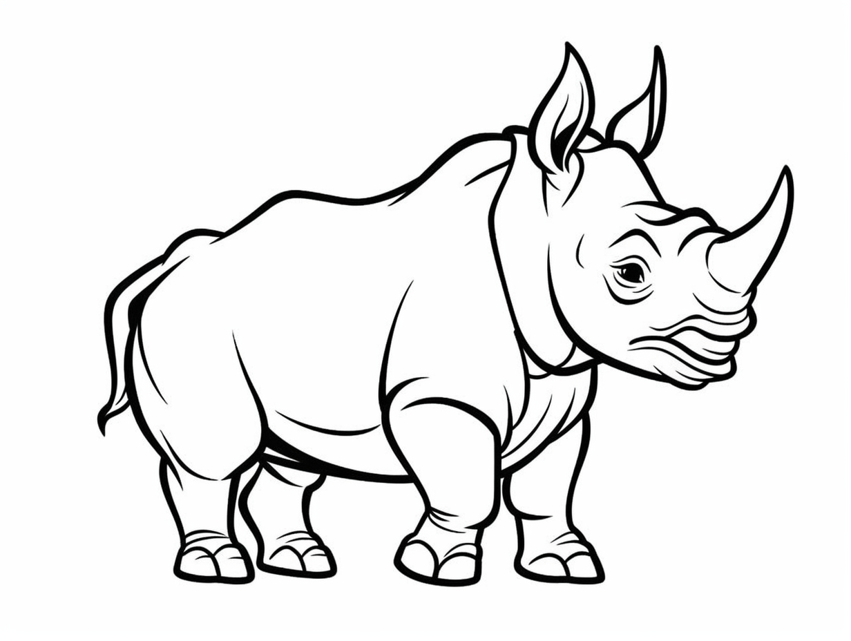 illustration of Fascinating rhinoceros drawing to color
