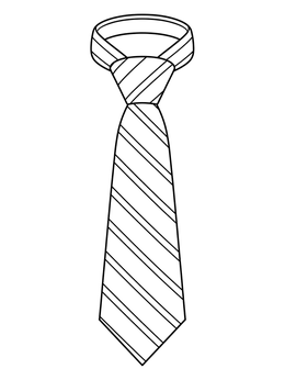 A striped necktie with a collar band features in this fashion coloring page.