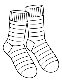 A pair of striped knit socks on this fashion coloring page.
