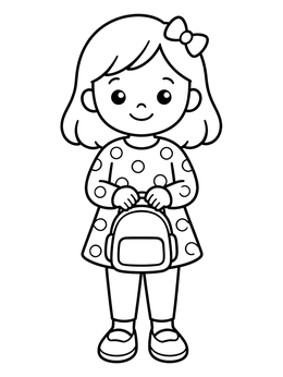 Free printable Cute Girl In Polka Dot Outfit coloring page