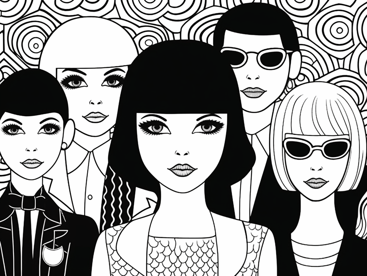 illustration of Fashion icons coloring activity
