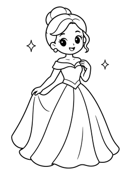 Free printable Princess In An Elegant Gown coloring page