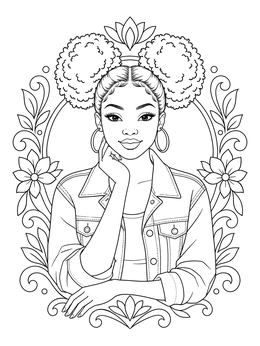Free printable Fashionable Black Girl In Denim Jacket coloring page