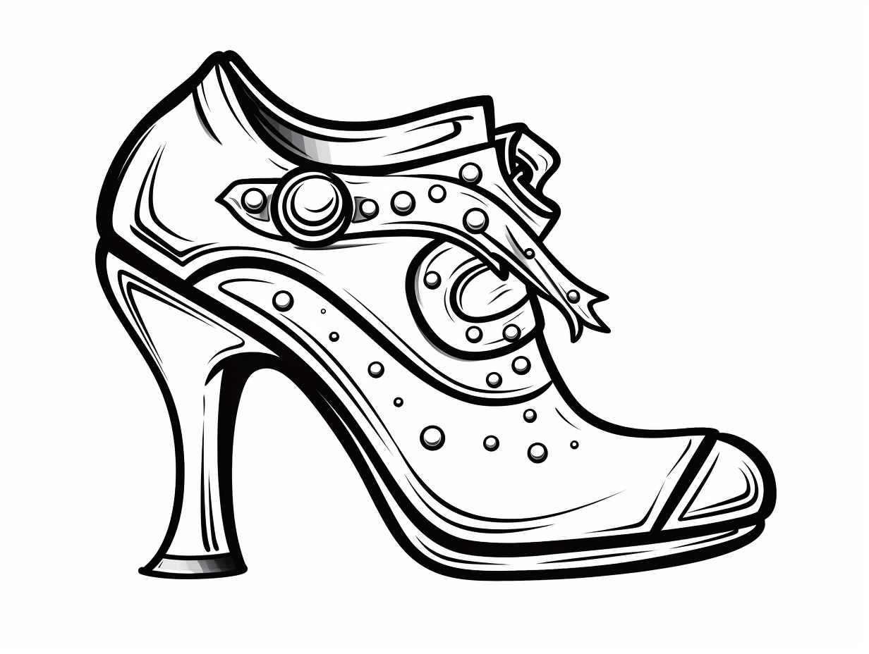 illustration of Fashionable high-heel shoe coloring