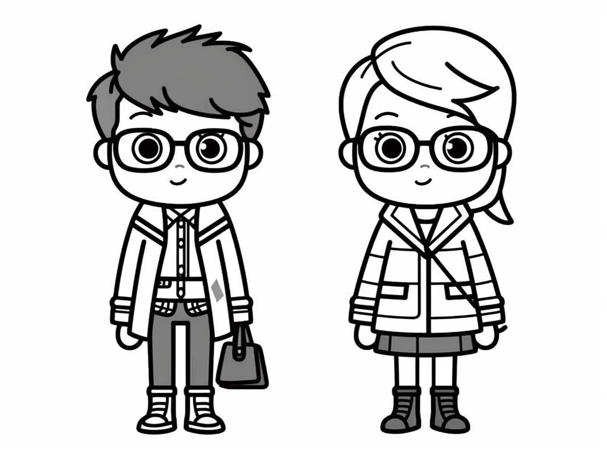 illustration of Fashionable outfits to color