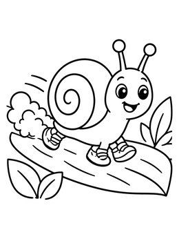 Free printable Fast Cartoon Snail In Running Shoes coloring page