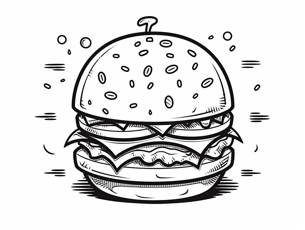 illustration of Fast food fun with hamburger coloring