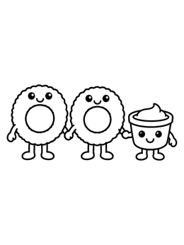 Free printable Happy Onion Rings With Dipping Sauce coloring page