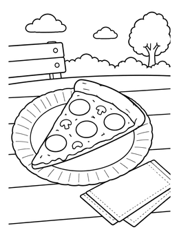 Free printable Pizza Slice On A Paper Plate coloring page