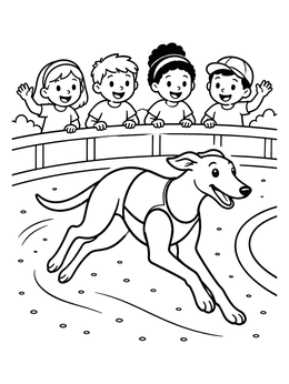 Free printable Fast Greyhound At The Racetrack coloring page