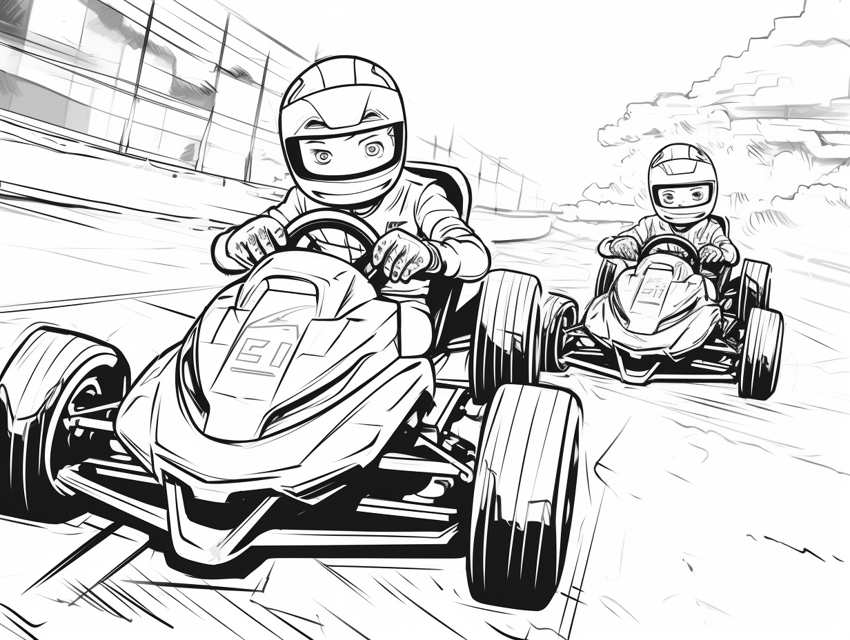 illustration of Fast-paced go-kart coloring