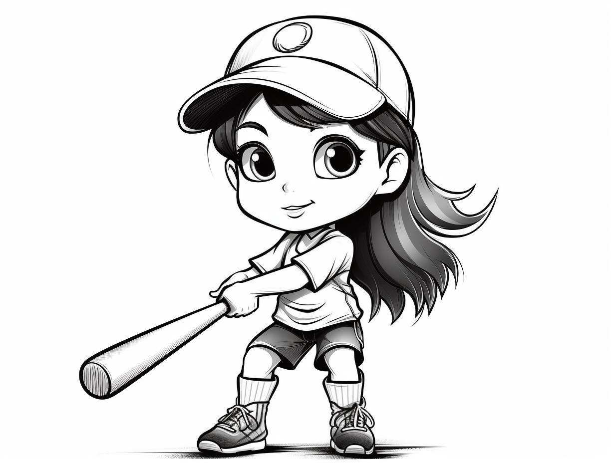 illustration of Fast-paced softball fun coloring