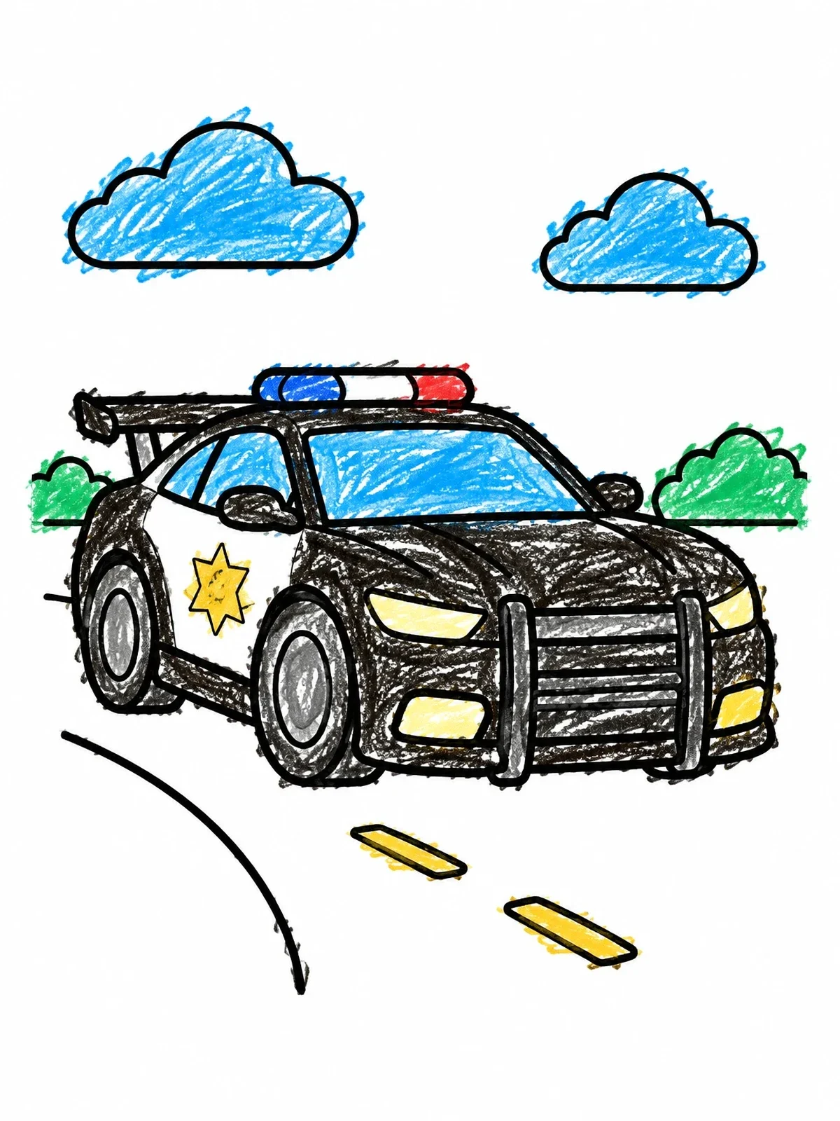 Colored example of the Fast Police Pursuit Sports Car coloring page