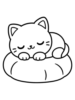 Free printable Chubby Cat Sleeping On Soft Cushion coloring page