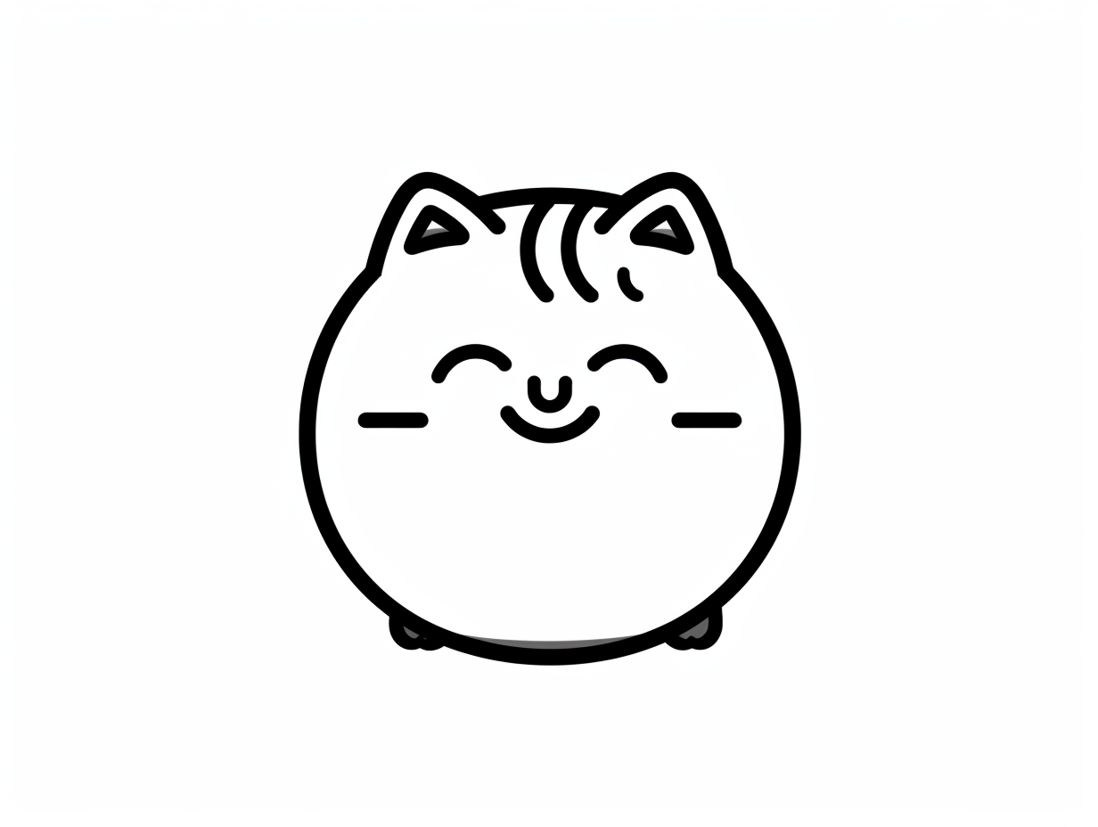 illustration of Fat cat coloring page for download