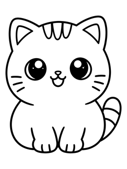 Free printable Cute Chubby Cartoon Cat coloring page