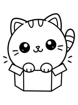 Free printable Cute Chubby Kitten In Box coloring page