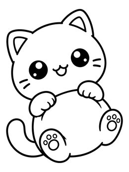 Free printable Cute Chubby Kitten Lying On Back coloring page