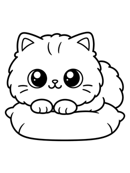 Free printable Cute Chubby Cat On Pillow coloring page