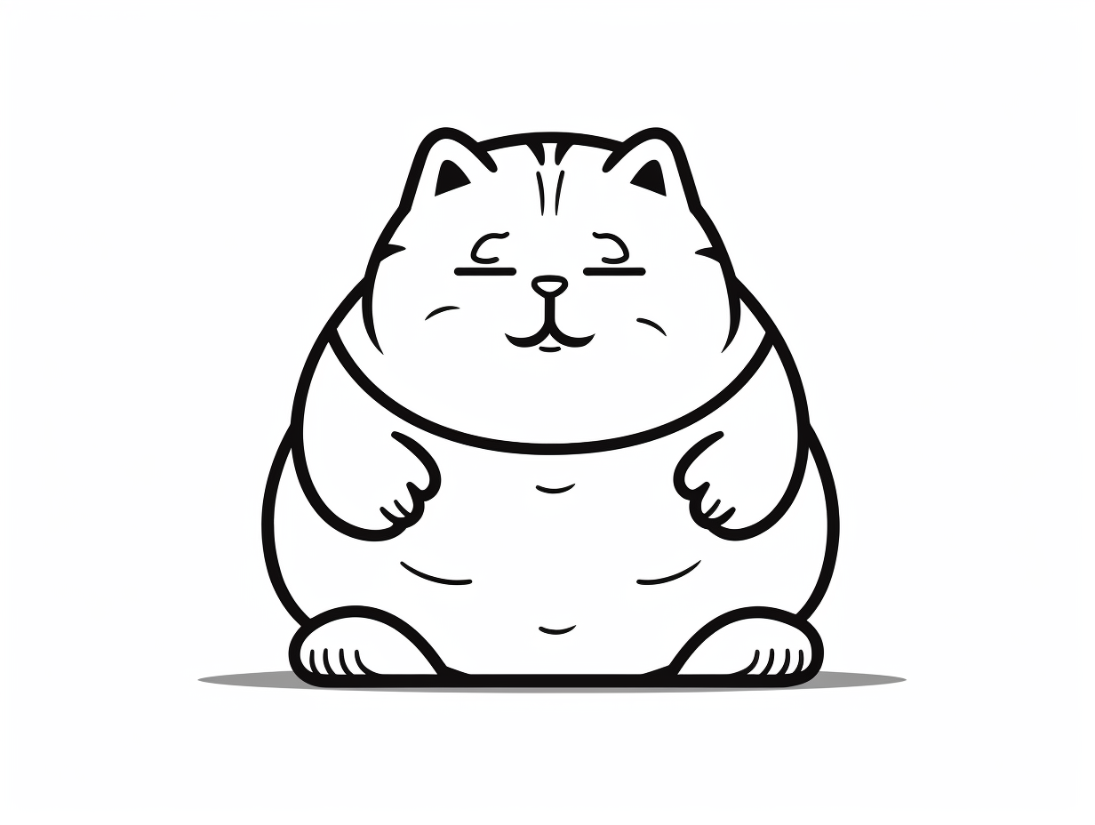 illustration of Fat cat picture to color