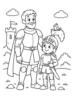 Free printable Father Knight And Little Page coloring page