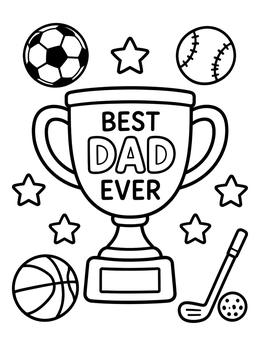 Free printable Best Dad Ever Sports Trophy coloring page