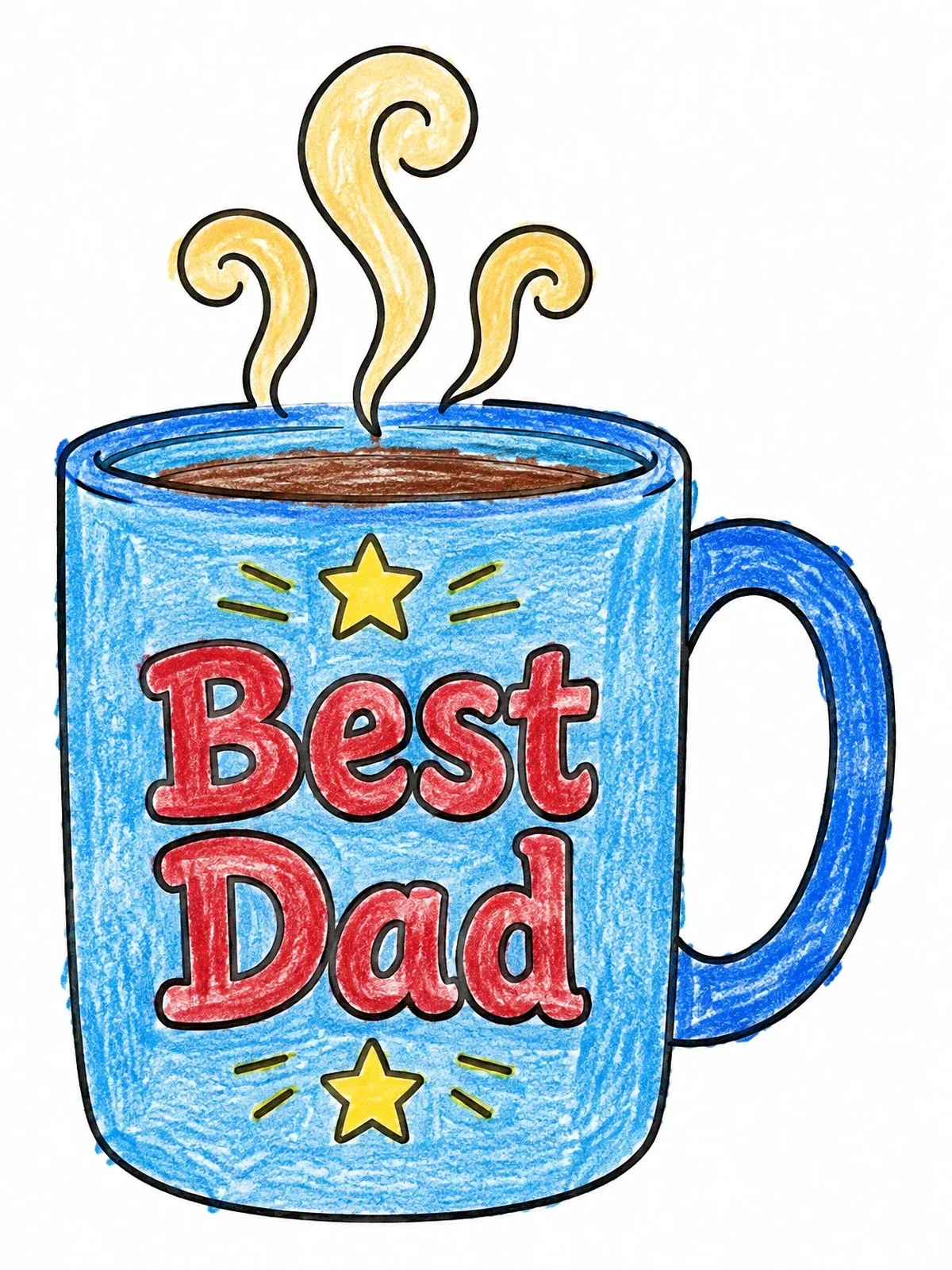 Colored example of the Best Dad Coffee Mug coloring page