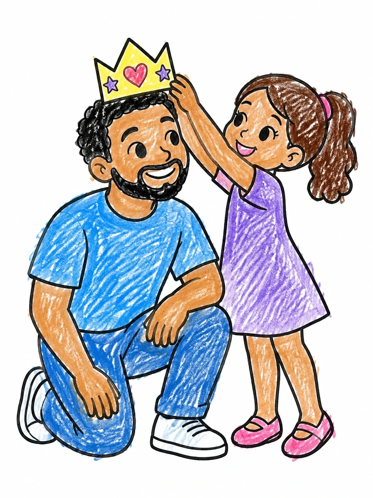 Colored example of the Daughter Crowning Her Father coloring page