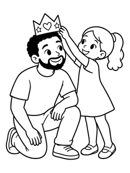 Free printable Daughter Crowning Her Father coloring page