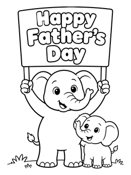 Free printable Father And Baby Elephant Sign coloring page
