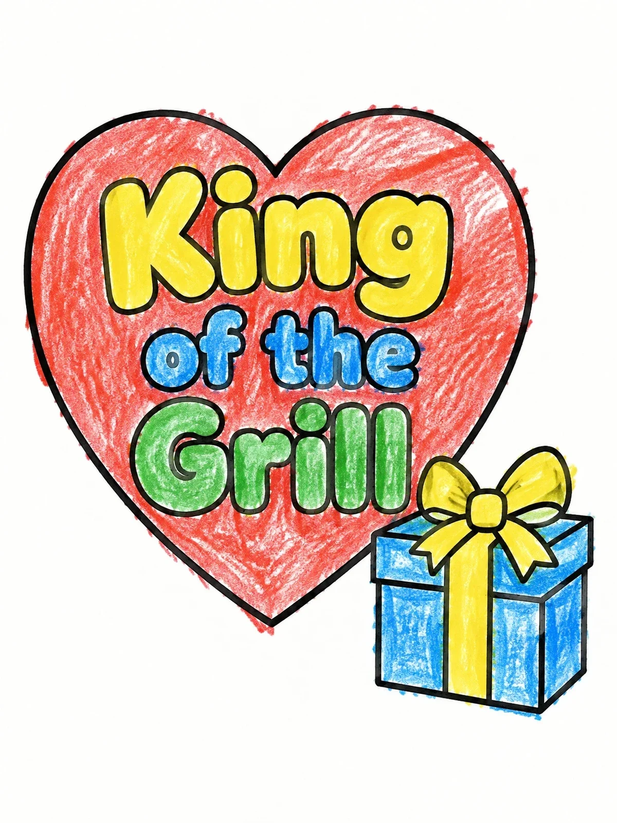 Colored example of the King Of The Grill Gift Heart coloring page