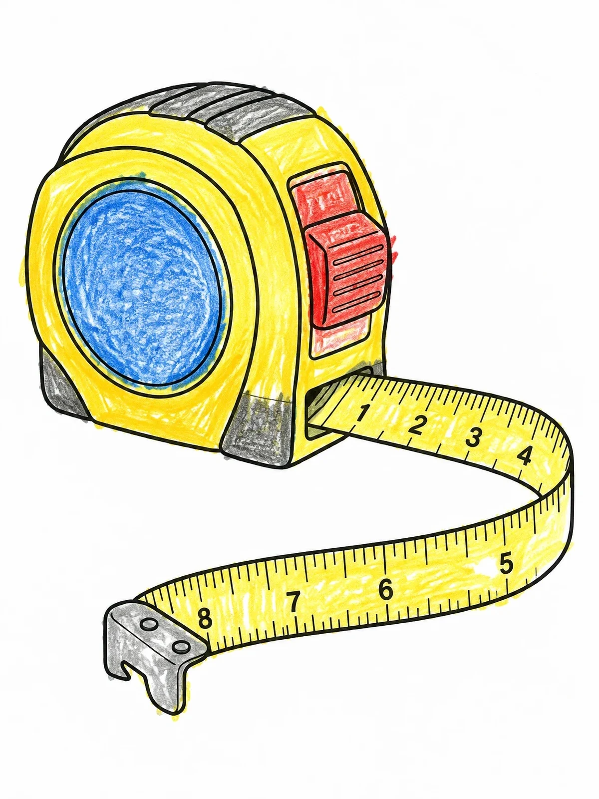 Colored example of the Retractable Tape Measure Tool coloring page