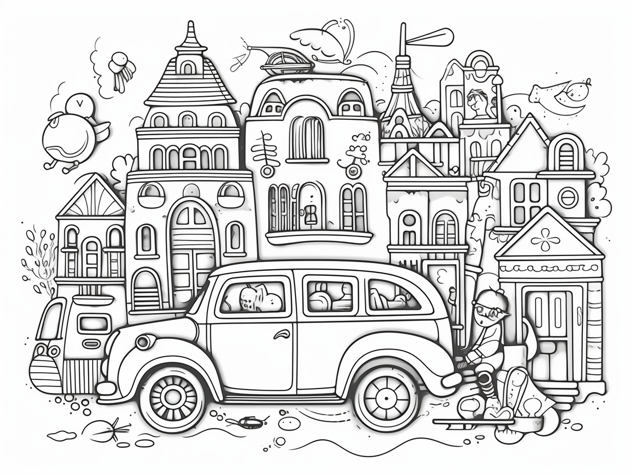 illustration of Favorite transportation coloring