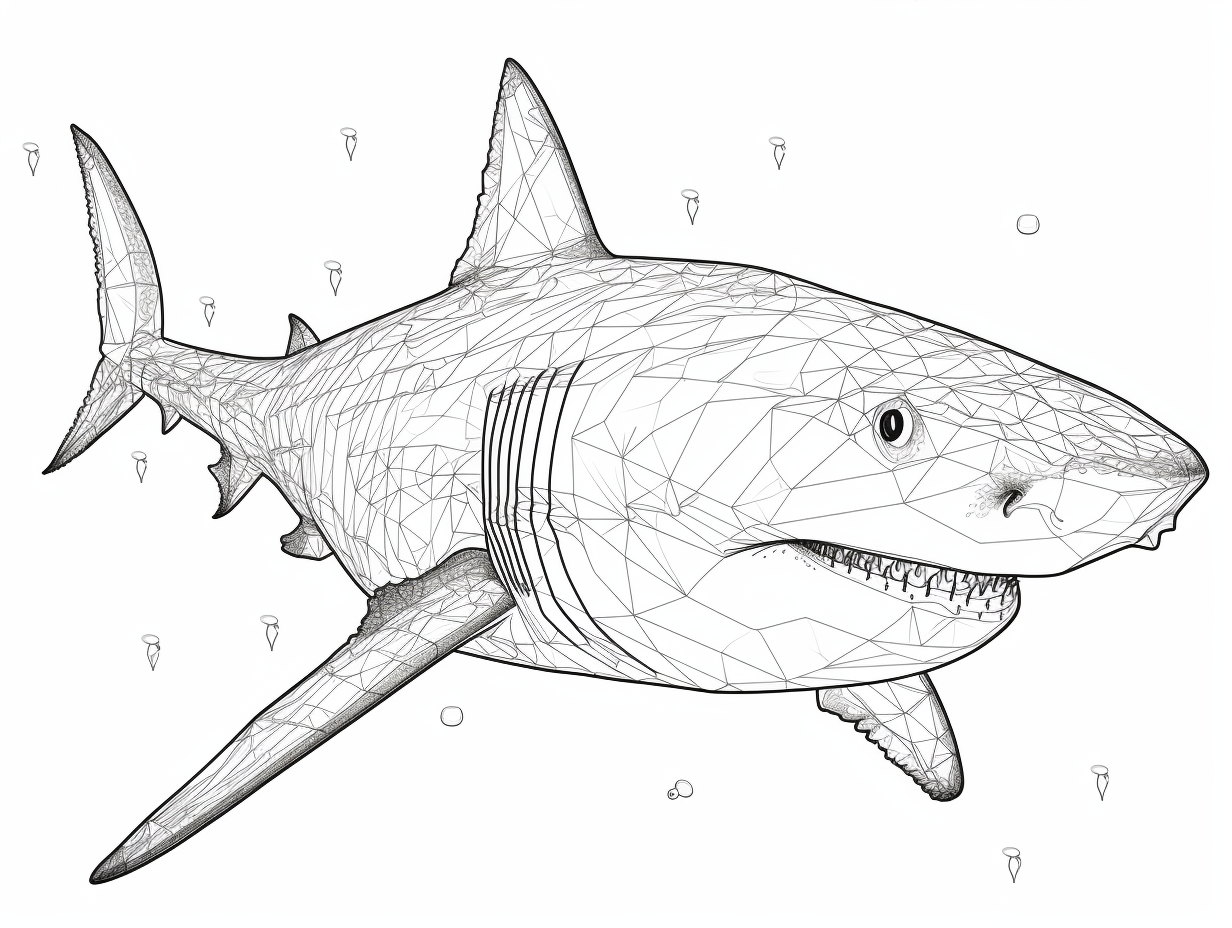 Fearful Yet Fascinating Shark Coloring - Coloring Page