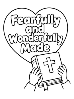 A sweet bible coloring page featuring hands holding Scripture under a heart with text.