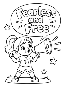 Free printable Fearless Girl With Megaphone coloring page