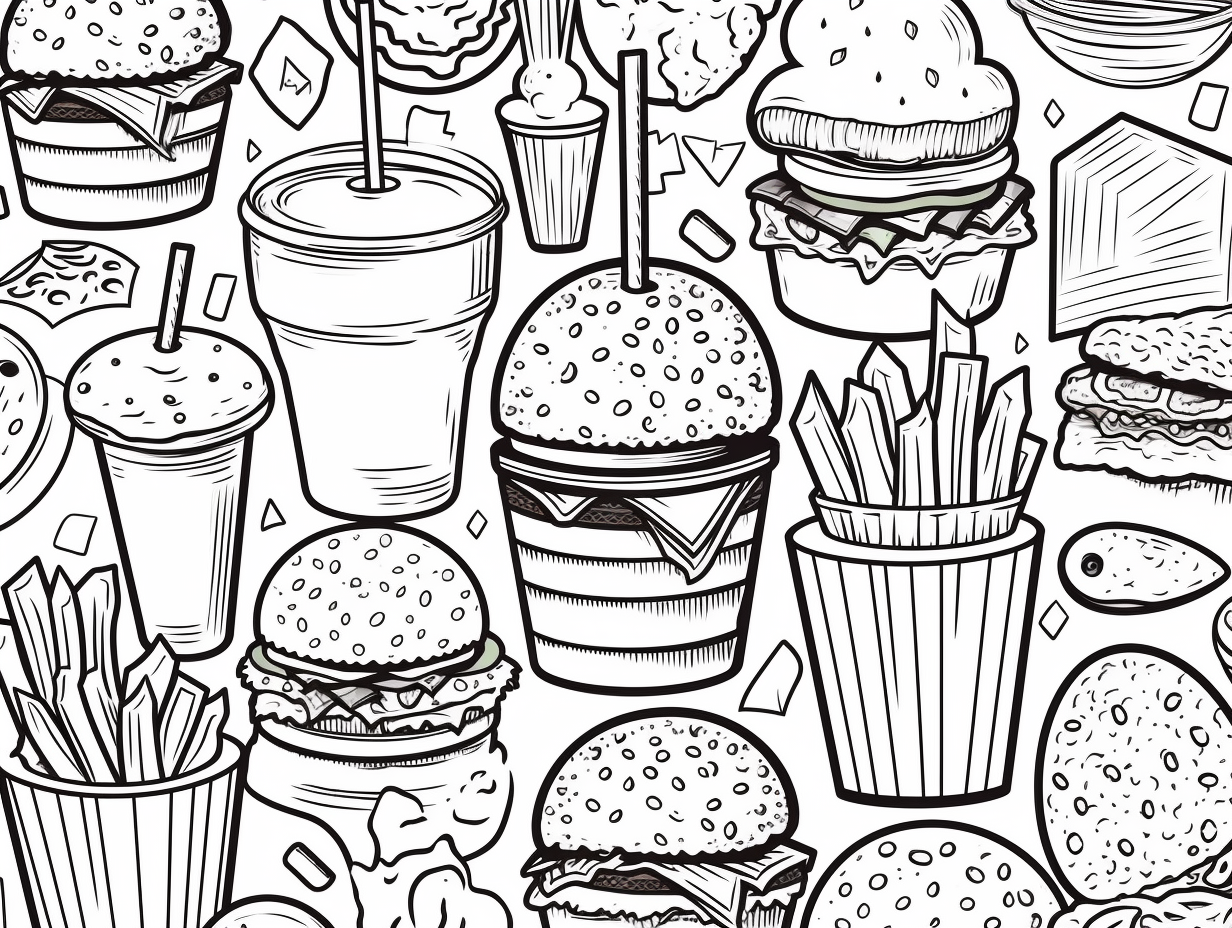 illustration of Feast on colorful fast-food creations