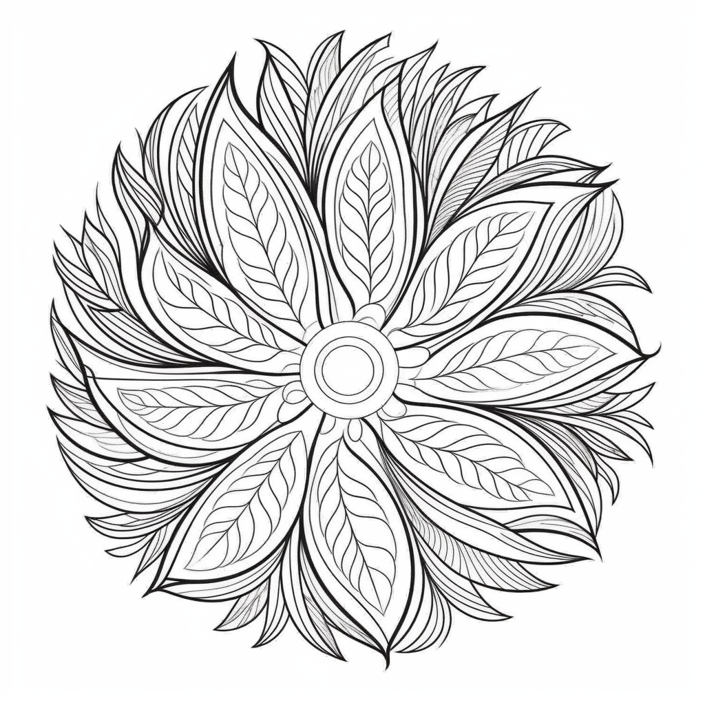 illustration of Feather-inspired mandala coloring page