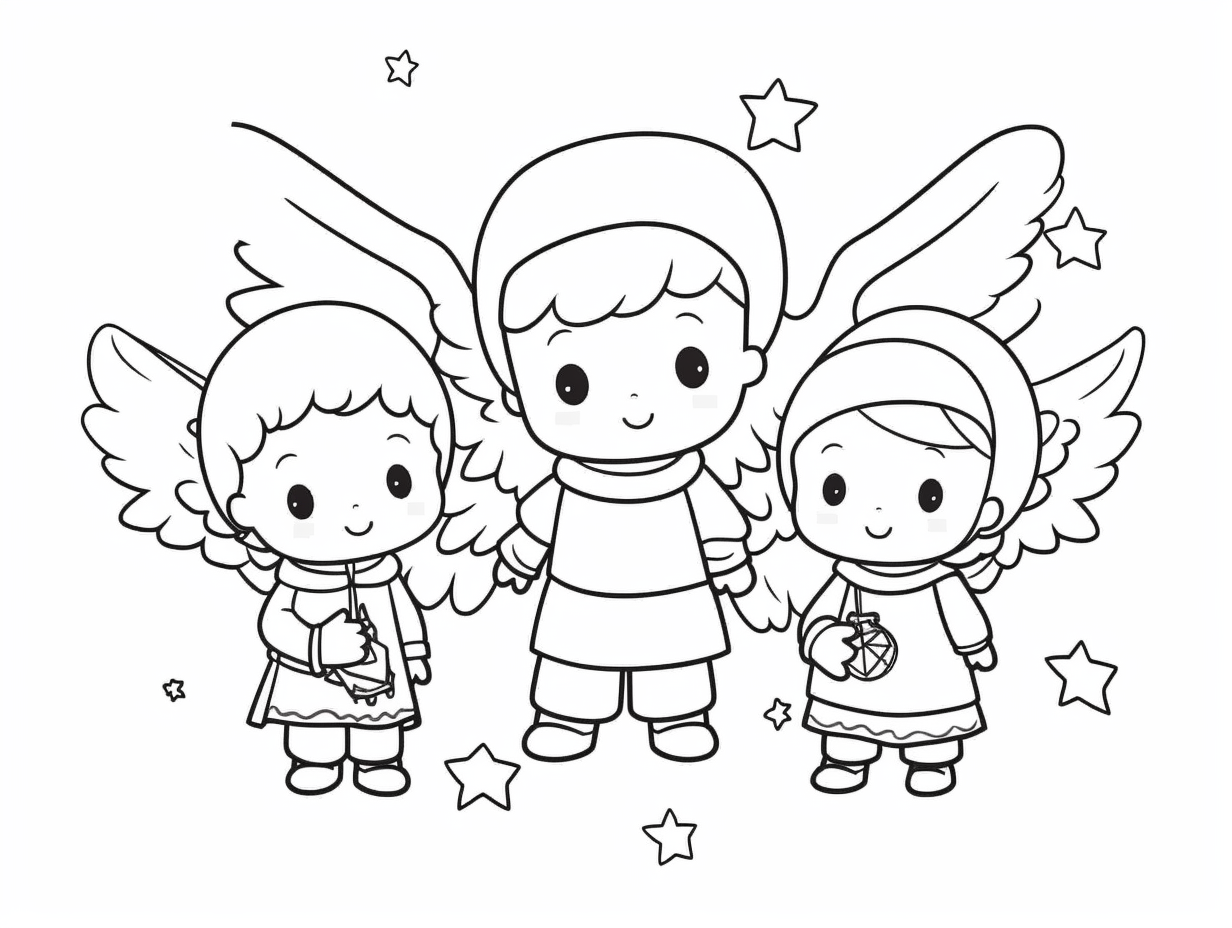 illustration of Feathered angel drawing for kids