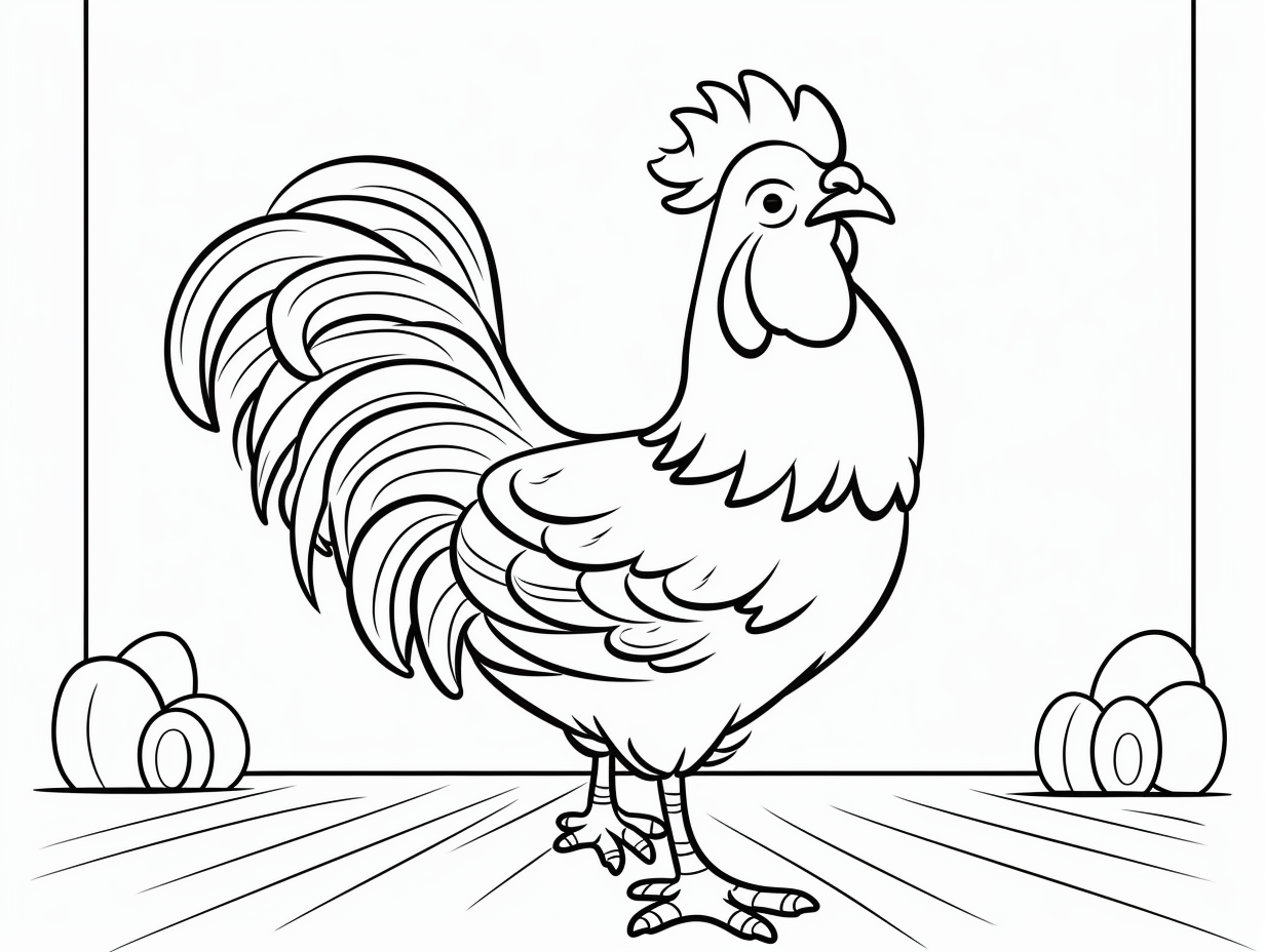 illustration of Feathered friend rooster coloring