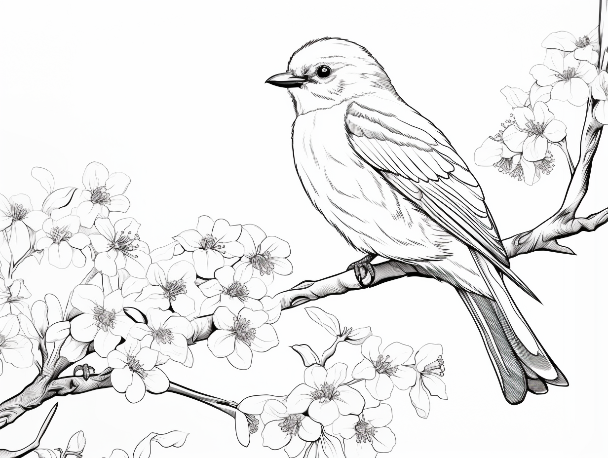 illustration of Feathered friends: adult coloring