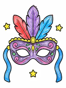 Feathered Masquerade Eye Mask – Masquerade Mask Coloring Page