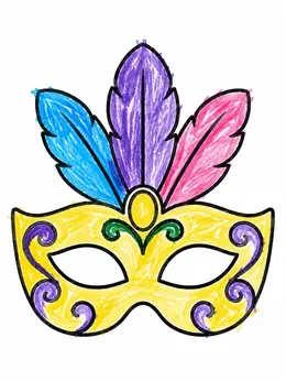 Feathered Masquerade Eye Mask – Masquerade Mask Coloring Page