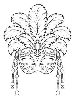 Free printable Feathered Masquerade Mask With Beads coloring page